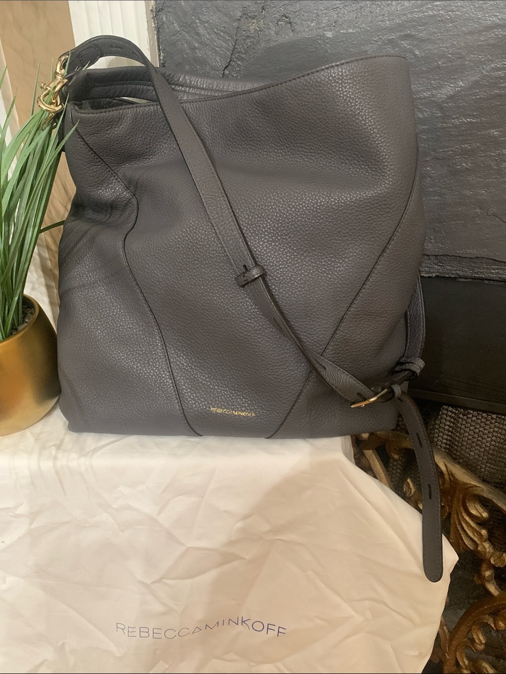 Rebecca Minkoff Charcoal Gray Pebbled Leather Hobo